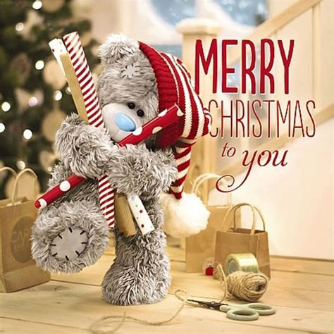 3d Holographic Bear And Roll Wrap Me To You Bear Christmas Card