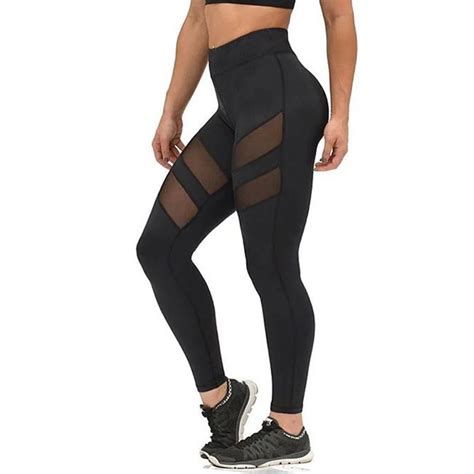 Women Leggings Mesh Splice Fitness Legging Sportswear Gyming Clothing