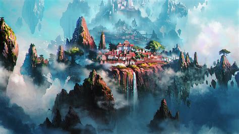 wallpaper for desktop, laptop | av36-cloud-town-fantasy-anime-liang ...