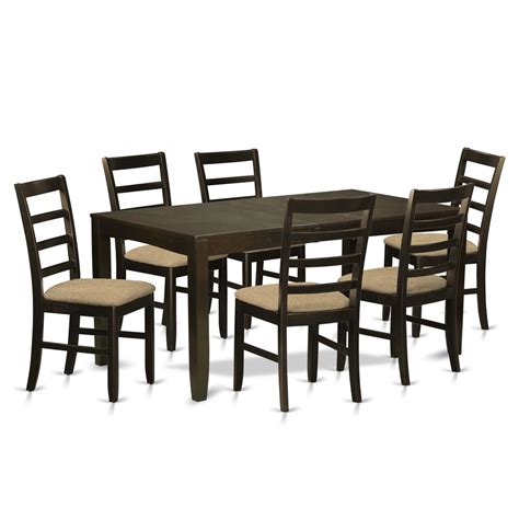 7 Pc Dining Room Set Dining Table With Leaf And 6 Dining Chairs