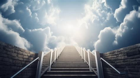 Premium AI Image A Stairway Leading To A Sky With Clouds Generative AI