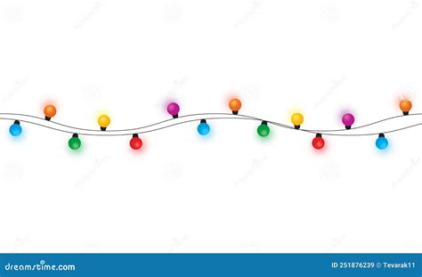 Christmas Lights String Isolated On White Background Vector Stock