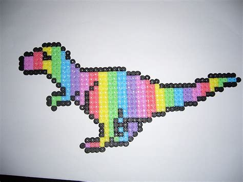 Rainbow Dinosaur Perler Bead Art Perler Beads Hama Beads Design