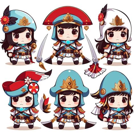 Premium AI Image A Set Of Kawaii Hussar Designs AI Generated