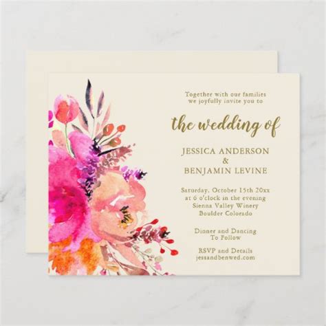 Budget Pink Watercolor Floral Wedding Invite Zazzle