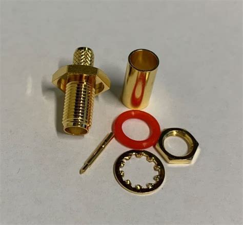 RP SMA F Jack Bulk Head With O Ring Crimp For RG58 LMR195 RFShop