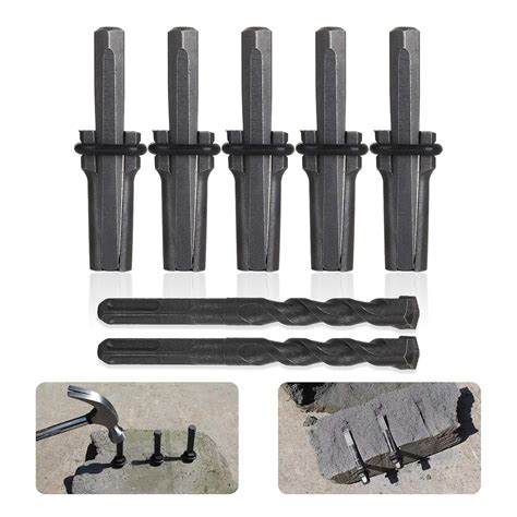 8 Pcs Stone Splitter With 2 Pcs Rotary Hammer Drill Bit 58