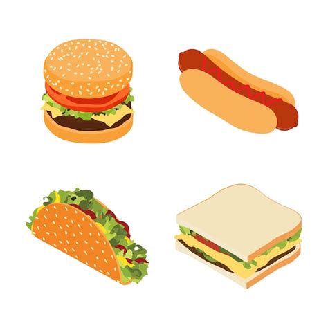 Premium Vector Fast Food Set