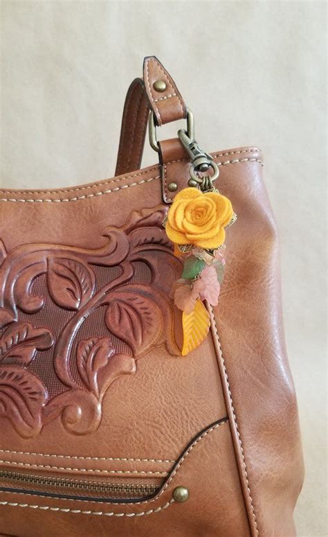 Felt Flower And Leaves Bag Charm Nature Boho Purse Flower Etsy Bag