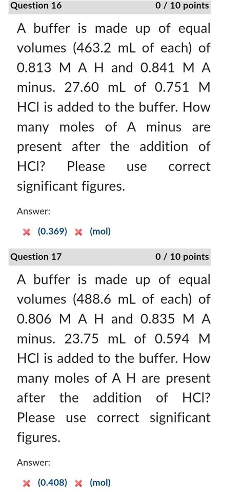 Solved A Buffer Is Made Up Of Equal Volumes 463 2 Ml Of