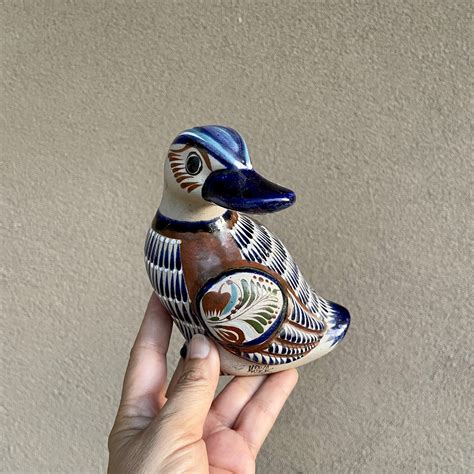 Vintage Tonala Pottery Duck Figurine Mexico Folk Art, Rustic Lake House ...