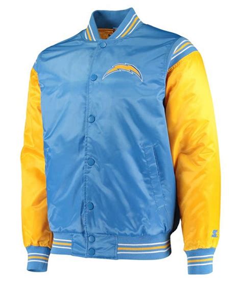 Starter Varsity Los Angeles Chargers Light Blue and Yellow Satin Jacket - Jackets Masters