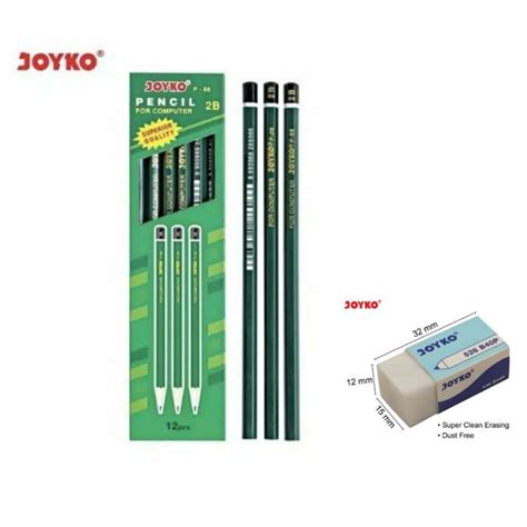 Jual Pensil Joyko 2b Ecer Penghapus Stationary Warna Tajam Shopee