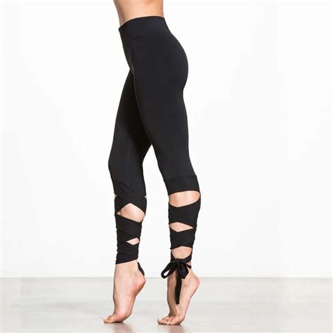 2018 Women Ballerina Yoga Pants Bandage Cropped Leggings Sports Dance