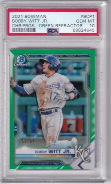 BOBBY WITT JR 2021 Bowman Chrome Prospects Réfracteur Vert Psa