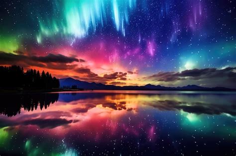 Premium Ai Image The Colors Of The Night Sky Aurora Like Rainbow