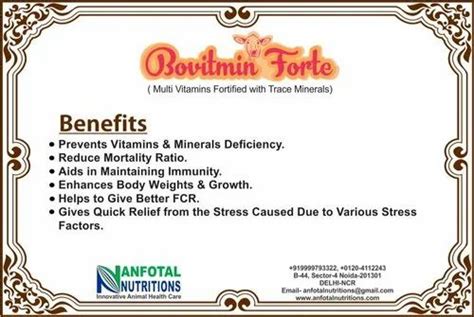 Cows Buffaloes Mineral Mixture Feed Premix Bovitmin Forte At