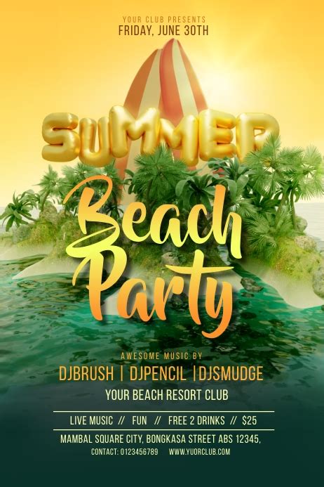 Copy Of Summer Beach Party Flyer Template Postermywall