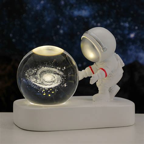 Glowing Planetary Galaxy Astronaut Crystal Ball Night Lights Usb Power