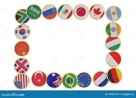 G20 Countries Flags Isolated on White Background.3D Illustration Stock ...