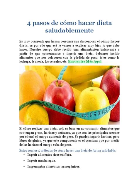 4 Pasos De Cómo Hacer Dieta Saludablemente Dieta Alimentos