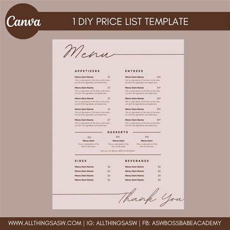 Restaurant Menu Template, Food Menu, Price List, Menu Price List, Menu ...