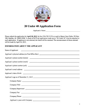 Fillable Online Opelika Under Application Form Opelika Fax