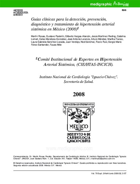 Pdf Guías Clínicas Para La Detección Prevención Diagnóstico Y Tratamiento De Hipertensión