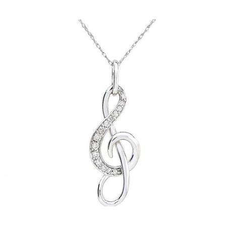 Sterling Silver Treble Clef Musical Note Necklace