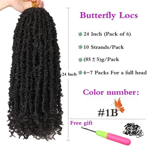 ZRQ Butterfly Locs Crochet Hair With Curly Ends 24 Inch 6 Packs Pre