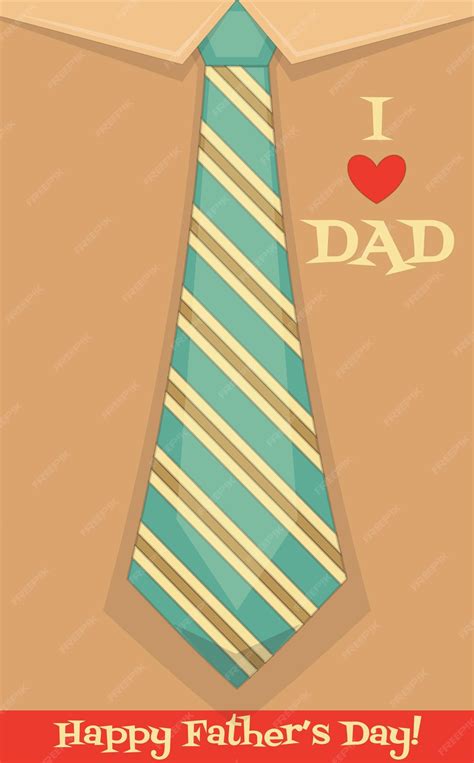 Tarjeta Del Día Del Padre Con Corbata Grande Diseño Plano Estilo Retro Ilustración Vectorial