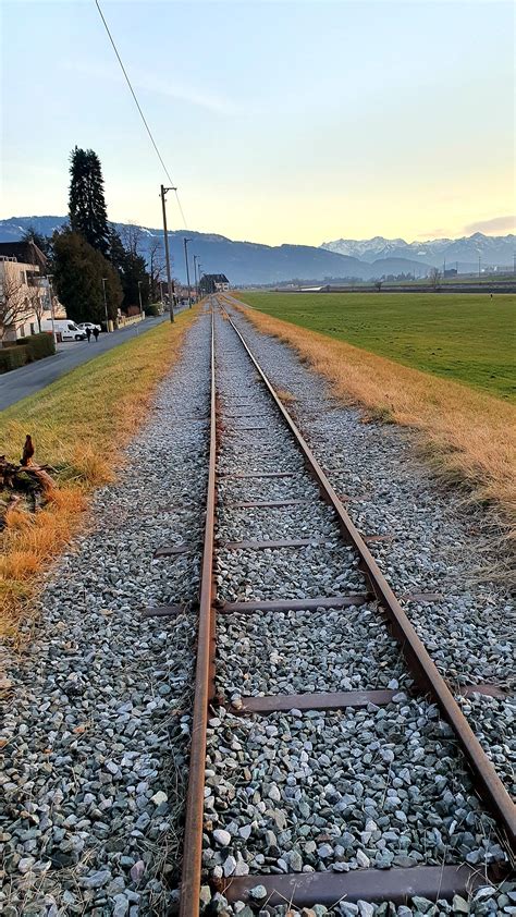 Border of Austria and switzerland (left side of the track is austria ...