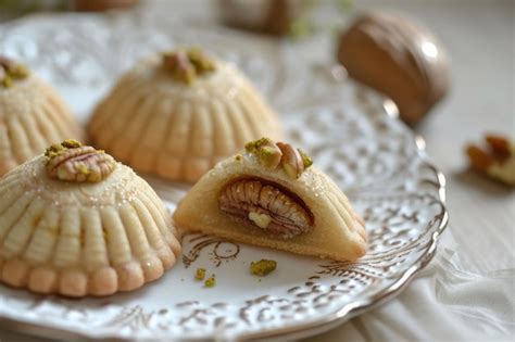 Premium Photo Traditional Arabic Eid Sweets Semolina Maamoul Cookies