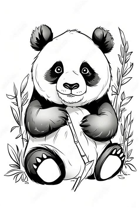 A drawing of a panda bear holding a bamboo stick | Premium AI-generated ...