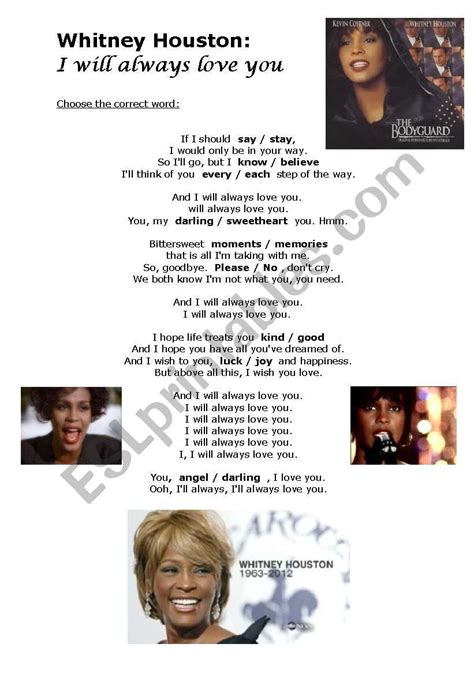 Whitney Houston: I will always love you (with KEY and youtube link ...