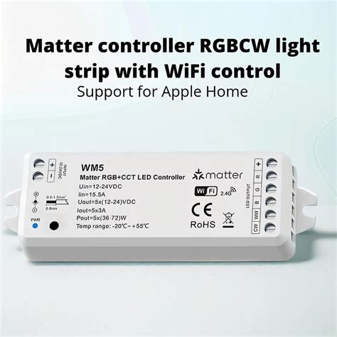 Matter Wifi Rgbcw Led Strip Controller V V Pin Rgb Cct Dimmable