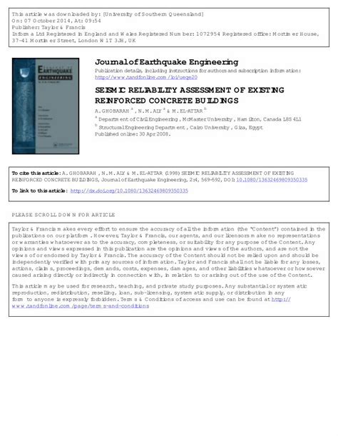 PDF SEISMIC RELIABILITY ASSESSMENT OF EXISTING REINFORCED CONCRETE