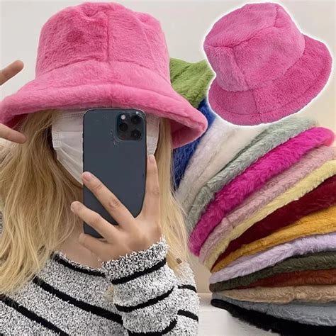 Sombreros De Cubo De Felpa Para Mujer Gorro De Panam Grueso Y C Lido