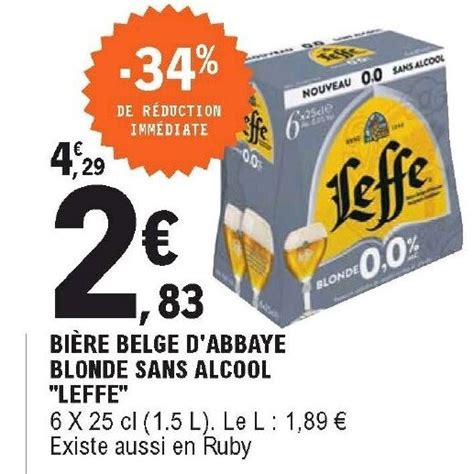 Promo Bière belge d abbaye blonde sans alcool leffe chez E Leclerc