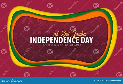 Sri Lanka Independence Day Greeting Card Paper Cut Style Stock