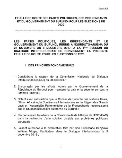 Burundi Agence BUJUMBURA News Propositions du gouvernement et alliés