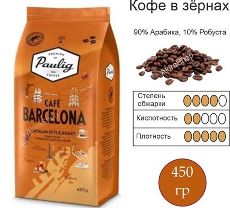 Кофе зерновой Paulig Cafe Barcelona 450 гр Финляндия купить с