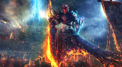 Epic Warrior Of Fire And Rain HD Guild Wars 2 Wallpaper