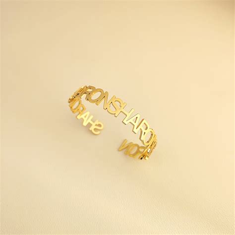 Custom Name Letter Bracelet 18k Gold Name Bracelet Name Cuff Bangle Personalized Gold