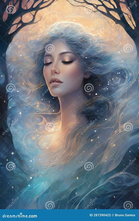 Illustration Of A Beautiful Woman Being Formed By Ethereal Fluids