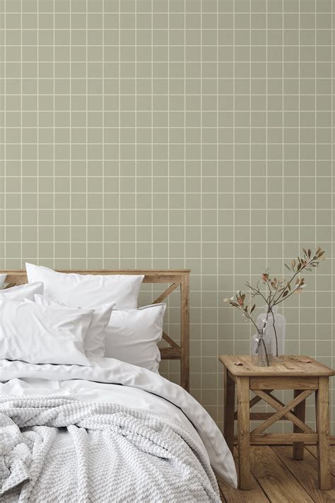 Sage Green Grid Removable Or Traditional Wallpaper La Grand Classique