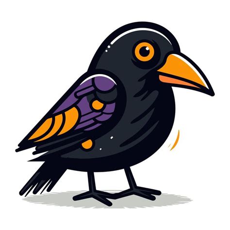 Premium Vector Cute Cartoon Crow Isolated On A White Background