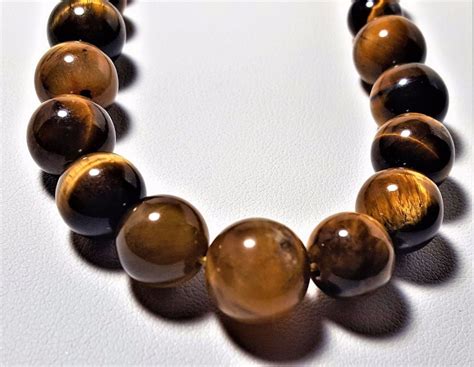 Collana Donna In Vero Occhio Di Tigre Pietra Dura Naturale Graduata