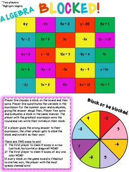 BLOCKED Algebra Middle School Math Game For Evaluating Algebraic