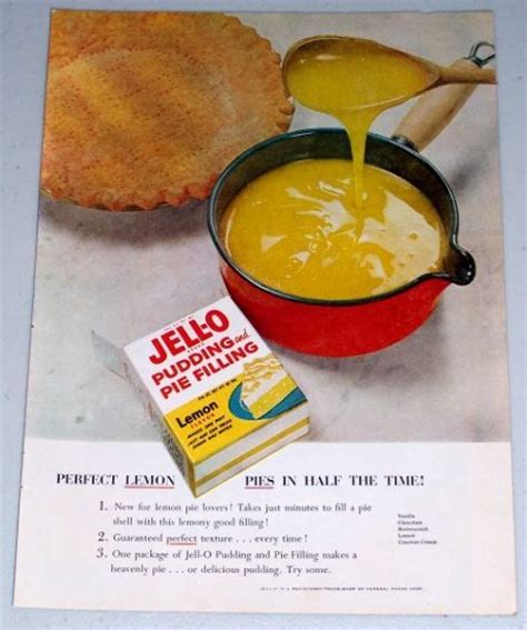 1954 Jello Pudding Pie Filling Lemon Pie Color Food Print Ad